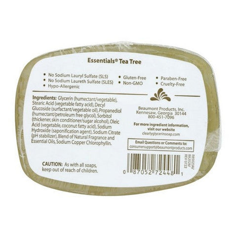 Clearly Natural, Essentials Glycerin Bar Soap Tea Tree, Tea Tree 4 oz Clearly Natural
