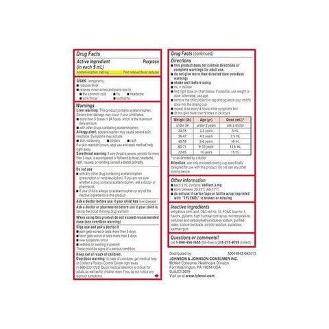 Tylenol, Children'S Pain Plus Fever Acetaminophen Oral Suspension Grape, 160 Mg, 4 Oz Tylenol