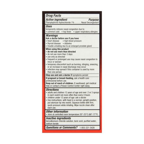 4-Way, Phenylephrine Hydrochloride 1% Nasal Decongestant Spray Fast Acting, 1 Oz 4-Way