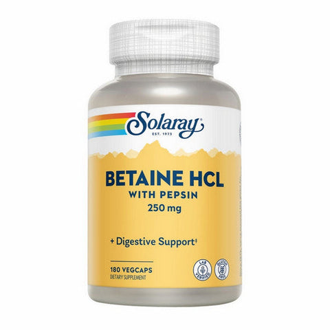 Solaray, Betaine Hcl With Pepsin, 250 Mg, 180 Veg Caps Solaray