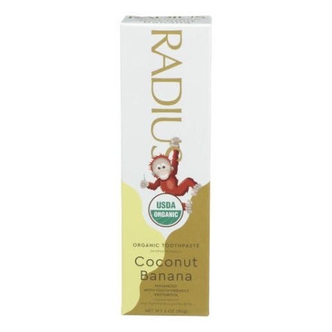 Radius, Kids Organic Toothpaste Fluoride Free Coconut Banana, 3 Oz Radius