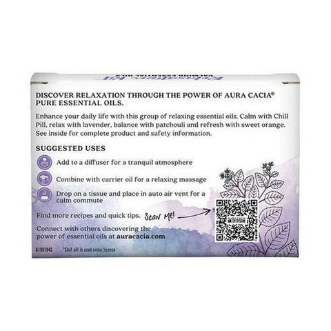 Aura Cacia, Discover Pure Essential Oil, 4 Bottles Relaxation Kit 0.25 Oz Aura Cacia