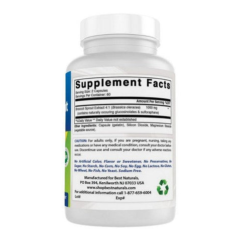 Best Naturals, Broccoli Sprout Extract, 1000 mg, 120 Caps Best Naturals
