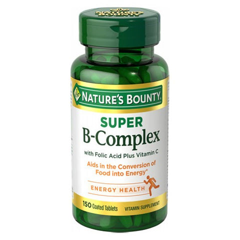 Nature's Bounty, Super B-Complex With Folic Acid Plus Vitamin C Coated Tablets, 150 Tabs Nature's Bounty