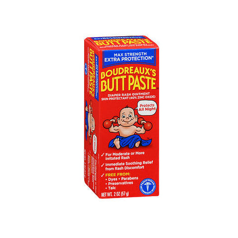 Boudreaux, Butt Paste Zinc Oxide 40% Diaper Rash Ointment Max Strength, 2 Oz Boudreaux