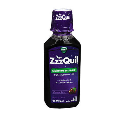 Vicks, Zzzquil Diphenhydramine HCl Nighttime Sleep Aid Liquid Warming Berry, 12 Oz Vicks