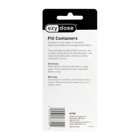 Ezy Dose, Pill Containers Snap Shut Lid, 2 Each Ezy Dose