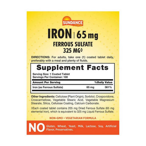 Sundance, Iron, 65 mg, 100 Tabs Sundance
