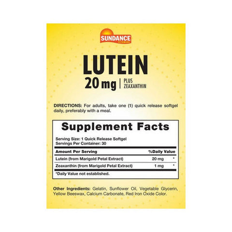 Sundance, Vitamins Lutein Plus Softgels, 20 mg, 30 Tabs Sundance