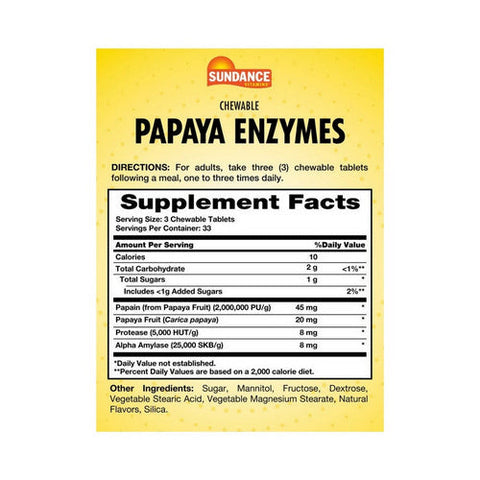 Sundance, Chewable Papaya Enzyme Tablets, 100 Tabs Sundance