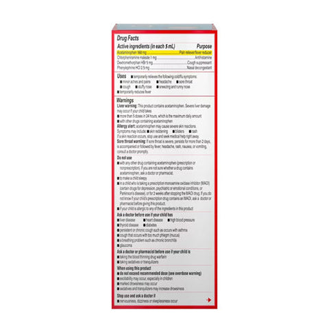 Tylenol, Children'S Cold + Flu Oral Suspension Bubblegum Flavor, 4 Oz Tylenol