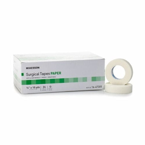 McKesson, Medical Tape McKesson Paper 1/2 Inch X 10 Yard White NonSterile, Case Of 12 McKesson