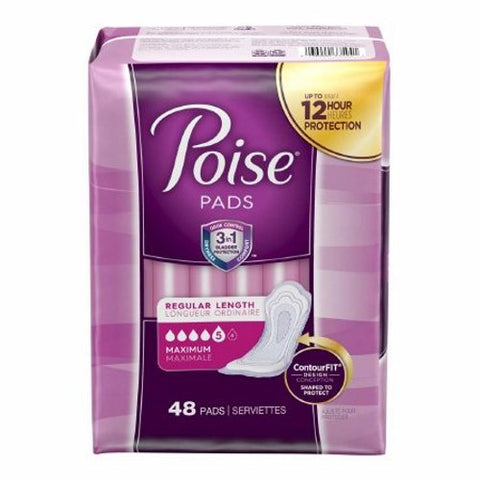 Bladder Control Pad Poise  12.4 Inch Length Heavy Absorbency Absorb-Loc  Core Regular Adult Female D 48 Count by Poise