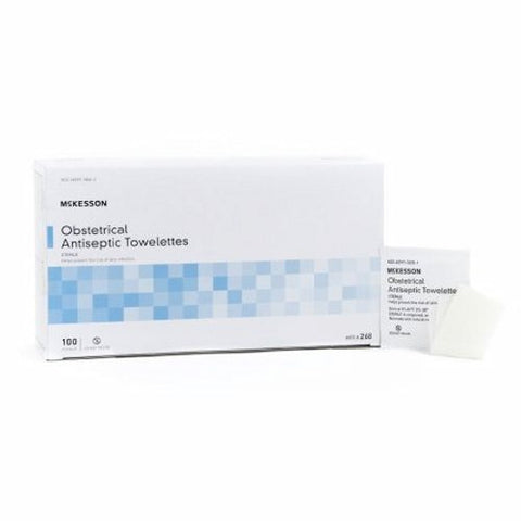 McKesson, Obstetrical Wipe McKesson Individual Packet BZK (Benzalkonium Chloride) Clean Scent 100 Count, Box Of 1 McKesson