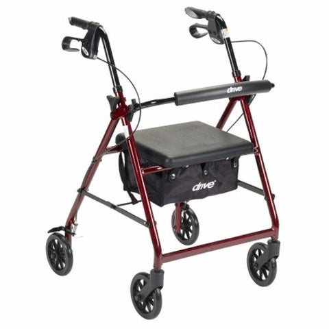 4 Wheel Rollator McKesson Red Folding Aluminum Frame Red 1 Each by McKesson