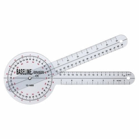 Fabrication Enterprises, Goniometer Baseline  Plastic 12 Inch Arm Length 1° Increments Inches and Centimeters, Count of 1 Fabrication Enterprises