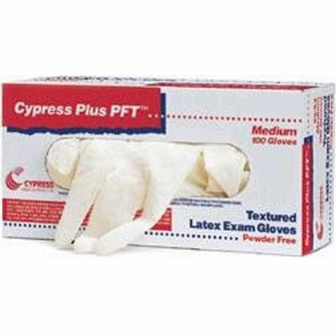 Exam Glove Cypress Plus  PFT Medium NonSterile Latex Standard Cuff Length Fully Textured Ivory Not C Ivory 100 Count by McKesson