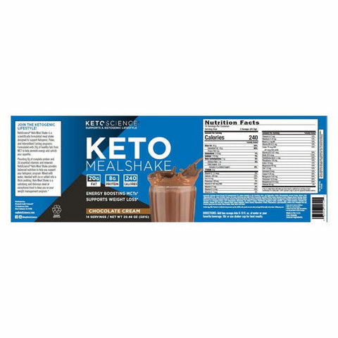 Keto Science, Keto Meal Shake Chocolate Cream, 20.49 Oz Keto Science