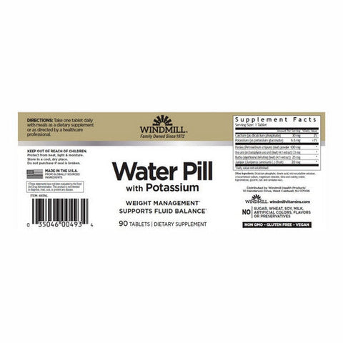 Windmill Health, Water Pill With Potassium, 90 Tabs Windmill Health