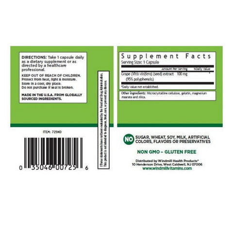 Windmill Health, Grape Seed Oil, 100 mg, 60 Caps Windmill Health