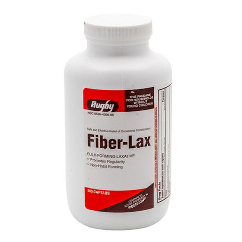 Rugby, Fiber-Lax Polycarbo, 500 mg, 500 Cap Tabs Rugby