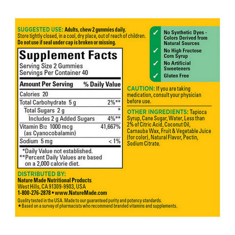 Nature Made, Vitamin B12 Adult Gummies, 80 Tabs Nature Made