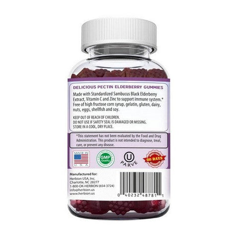Herbion Naturals, Elderberry Gummies With Vitamin C And Zinc Raspberry, 60 Count Herbion Naturals