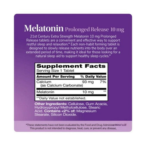 21st Century, Melatonin Prolonged Release, 10 Mg, 120 Tabs 21st Century