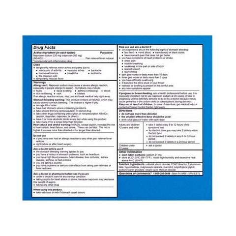 Aleve, Back And Muscle Pain Naproxen Sodium Pain Reliever, 220 Mg, 24 Tabs Aleve