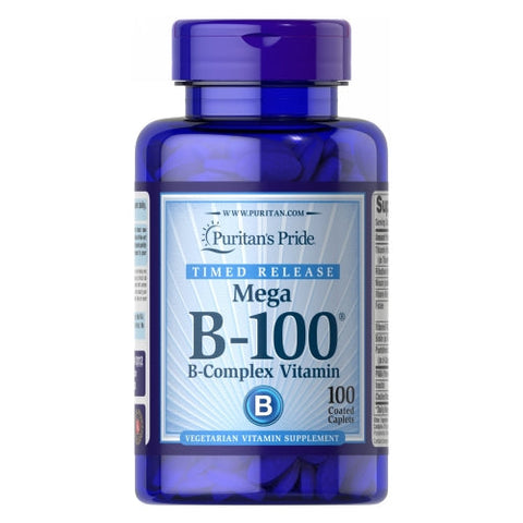 Puritan's Pride, Vitamin B-100 Complex Timed Release, 100 Caplets Puritan's Pride