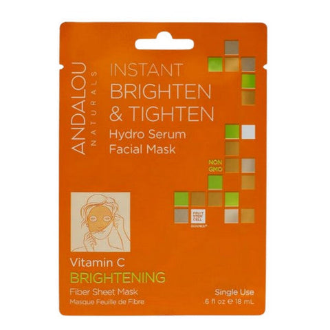 Andalou Naturals, Beauty 2 Go Brighten & Tighten Facial Sheet Mask, 0.6 Oz