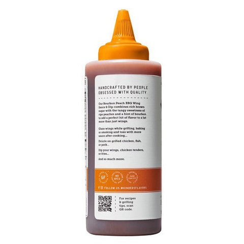 Kinders, Bourbon Peach BBQ Wing Sauce and Dip, 15.5 Oz (Case Of 6) Kinders