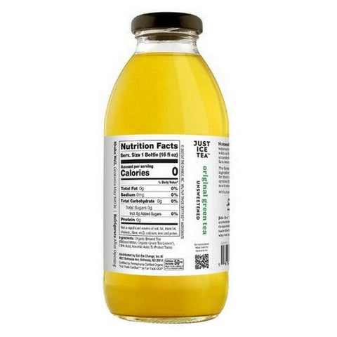Just Ice Tea, Organic Unsweetened Original Green Tea, 16 Oz(Case Of 12) Just Ice Tea
