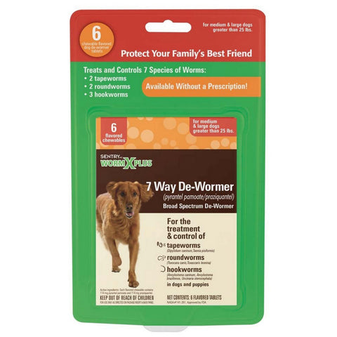Sentry, SENTRY Worm X Plus 7 Way De-Wormer for Large Dogs, 6 Count Sentry