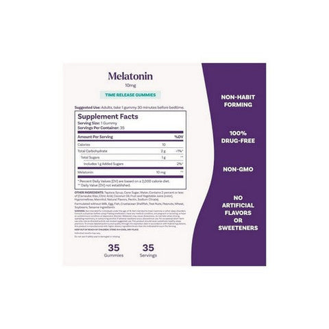 Natrol, Melatonin Gummies Time Release Strawberry, 10 Mg, Strawberry 35 Count Natrol