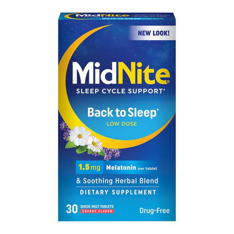  Sleep Cycle Support Back To Sleep Melatonin 30 Tablets by Midnite