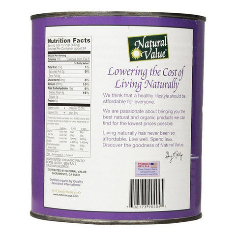Natural Value, Organic Pinto Beans, 108 Oz (Case Of 6)