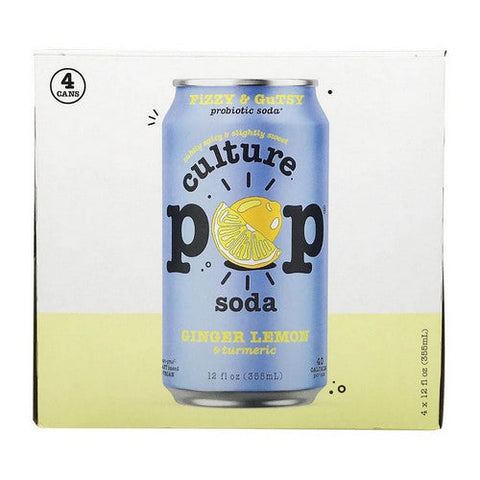 Culture Pop, Ginger Lemon Soda, 12 Oz X 4 Count (Case Of 6) Culture Pop