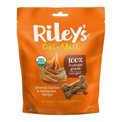 Riley's Organic, Organic Dog Treats Peanut Butter & Molasses Recipe Large, 5 Oz (Case Of 6) Riley's Organic