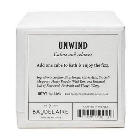 Baudelaire, Unwind Bath Effervescent Cube, 7 Oz