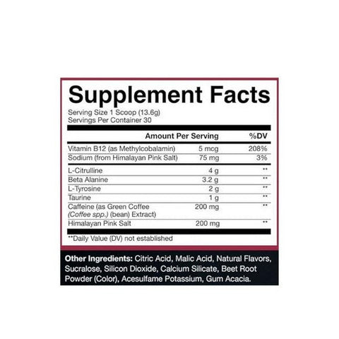 Raw Nutrition, Bum Essential Pre Workout Blue Raspberry, 400 Grams Raw Nutrition