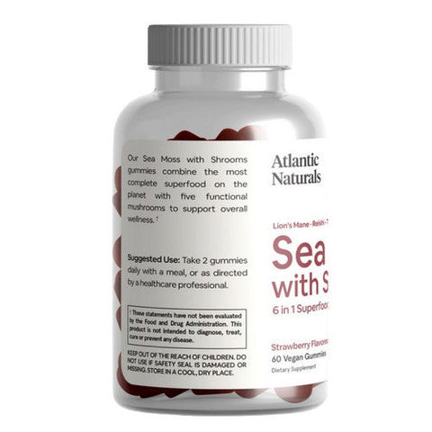 Atlantic Naturals, Organic Sea Moss With Shrooms Superfood, 60 Gummies Atlantic Naturals