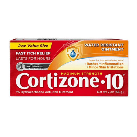 Cortizone-10, Water Resistant 1% Hydrocortisone Anti-Itch Ointment Maximum Strength, 2 Oz Cortizone-10