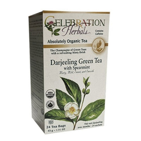 Celebration Herbals, Organic Green Darjeeling With Spearmint Tea, 24 Bags Celebration Herbals