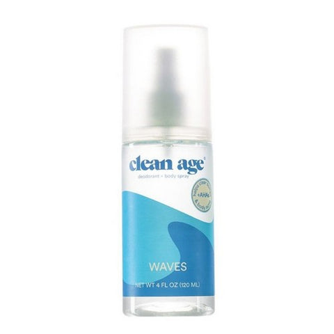 Clean Age, Deodorant Plus Body Spray Waves, 4 Oz