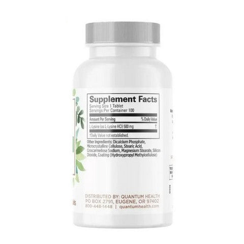 Quantum Health, L-Lysine, 500 Mg, 100 Caps Quantum Health