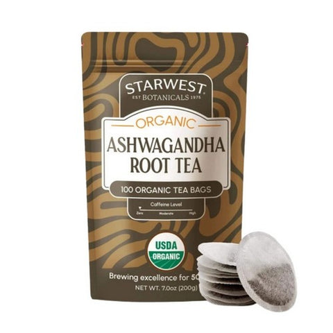 Organic Ashwagandha Root Tea Bags 100 Count by Starwest Botanicals