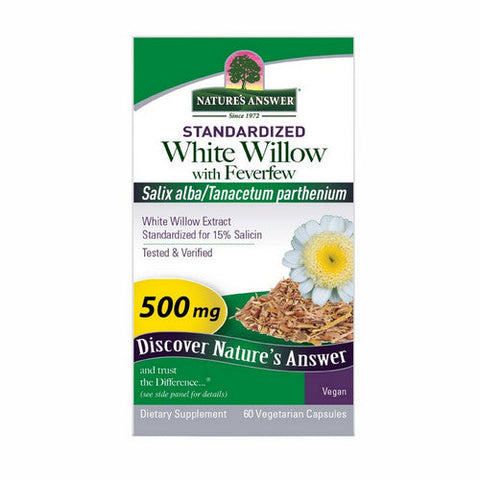 Nature's Answer, White Willow With Feverfew Standardized, 500 Mg, 60 VegCaps Nature's Answer