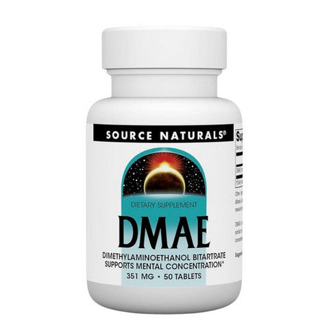 Source Naturals, Dmae Dimethylaminoethanol Bitartrate, 351 Mg, 50 Tabs Source Naturals