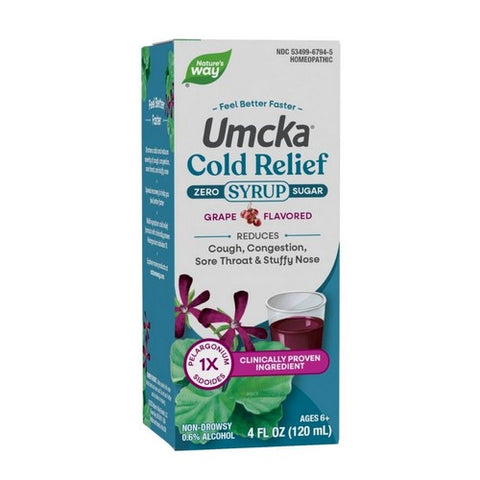 Umcka Zero Sugar Cold Relief Syrup Grape 4 Oz by Nature's Way